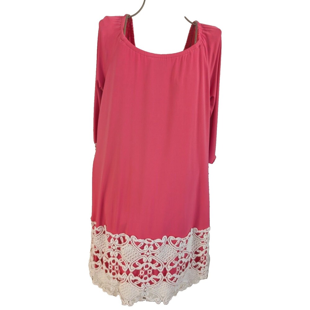Judith March Pink Coral Crochet Detail Dress Women's Size M